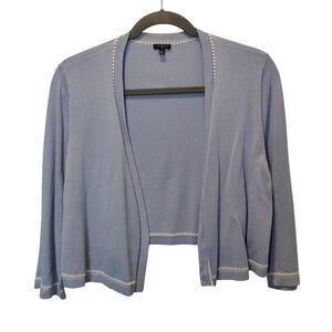 Talbots Plus Sz 2X Powder Blue Open Front Cropped Cardigan Cotton Modal